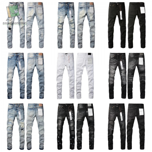 Purple Brand Distressed Denim Slim Fit Jeans Multicolor