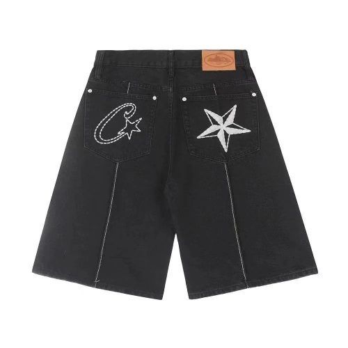 Corteiz CRTZ Star Denim Streetwear Shorts Black