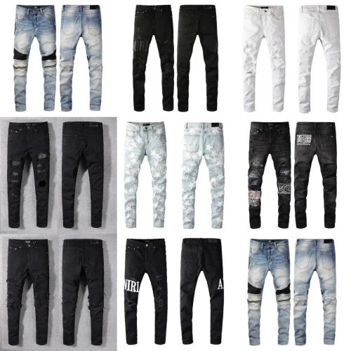 Amiri MX1 and Core Distressed Slim Fit Jeans Multicolor