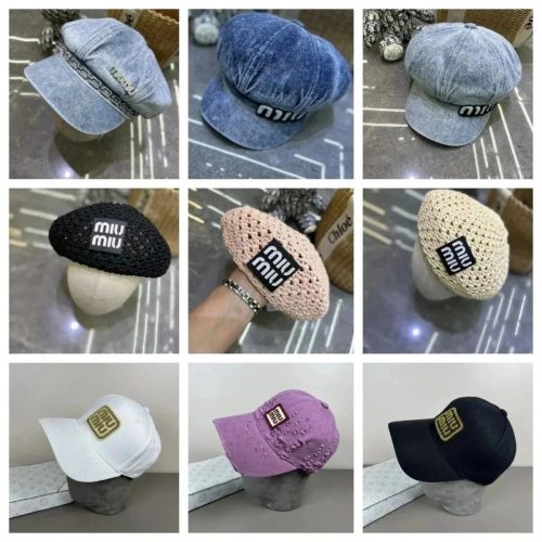Miu Miu Logo Patch Stylish Headwear Collection Multicolor
