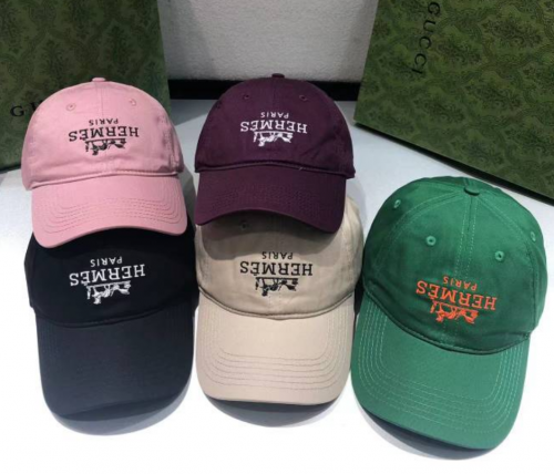 Hermes Embroidered Cotton Baseball Cap Multicolor