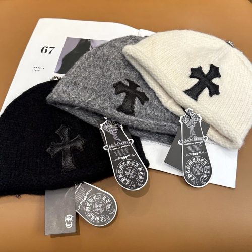 Chrome Hearts Cross Patch Chunky Knit Beanie Hat Multicolor