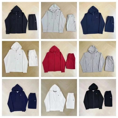 Ralph Lauren Zip-Up Hoodie and Shorts Casual Matching Set Multicolor