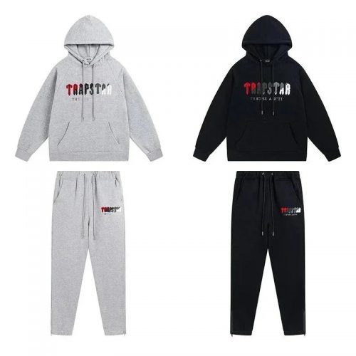 Trapstar Chenille Decoded Streetwear Tracksuit Set Black and Gray