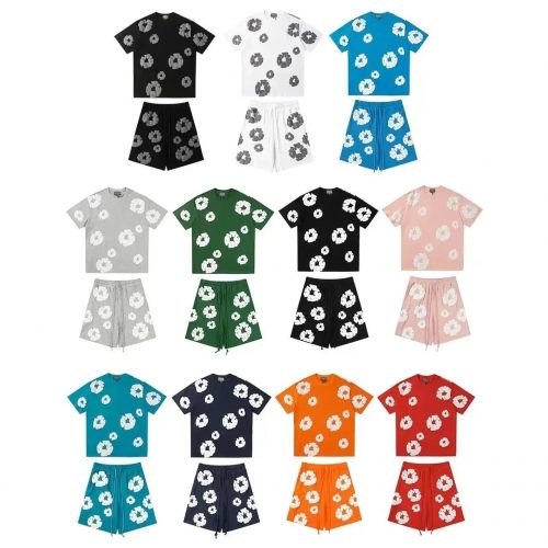 Denim Tears Floral Print Casual T-Shirt and Shorts Set Multicolor