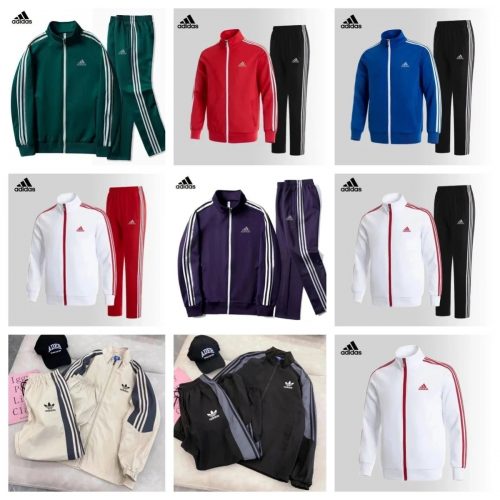 Adidas Three-Stripe Casual Tracksuit Set Multicolor
