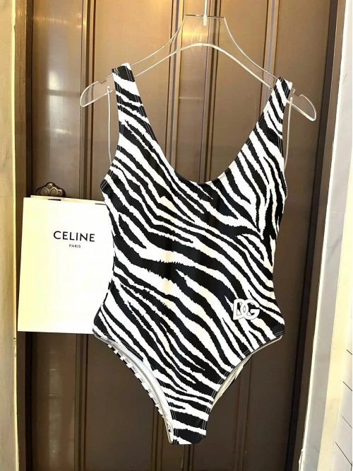 Dolce & Gabbana D&G Zebra Print Sexy One-Piece Swimsuit Black and White