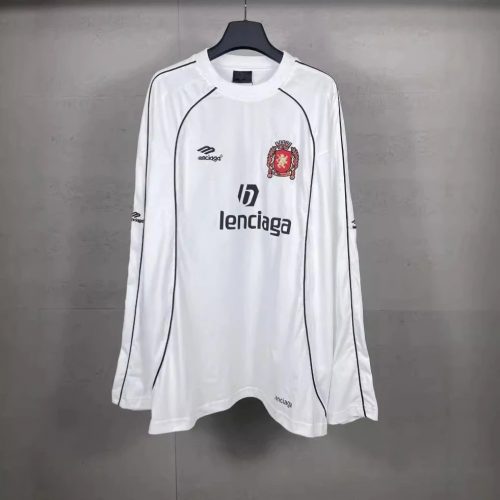 Balenciaga Soccer Jersey Long Sleeve Shirt White