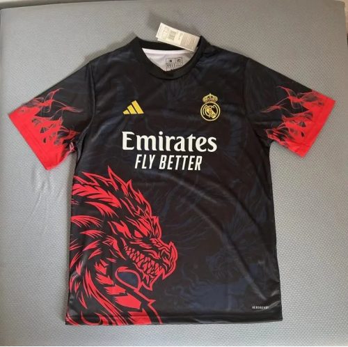 Adidas Real Madrid 2024 Dragon Special Edition Soccer Jersey Black and Red