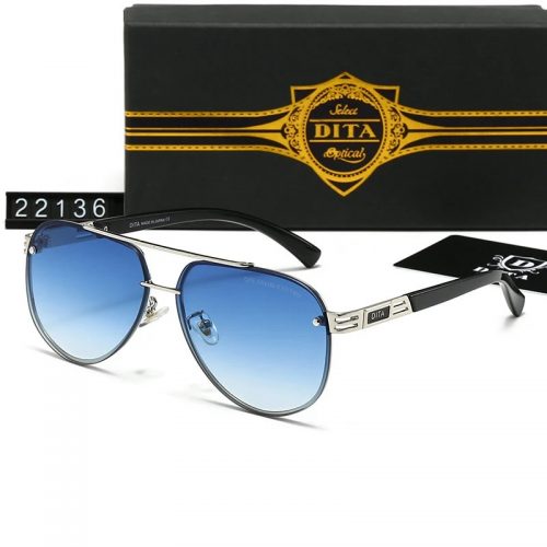 Dita Grand Evo Two Aviator Sunglasses Blue and Silver