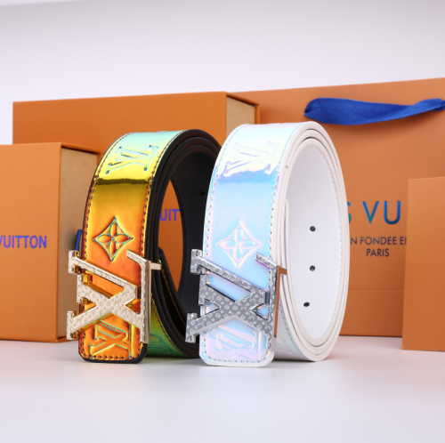 Louis Vuitton LV Monogram Iridescent Belt Shiny Accessory Multicolor