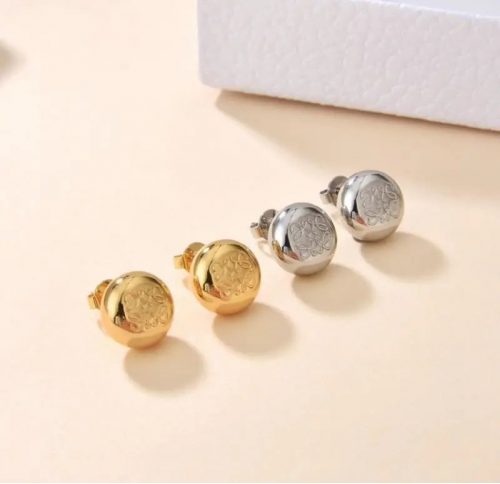Loewe Anagram Stud Earrings Minimalist Jewelry Gold and Silver