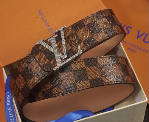 Louis Vuitton LV Damier Ebene Iconic Leather Belt Brown