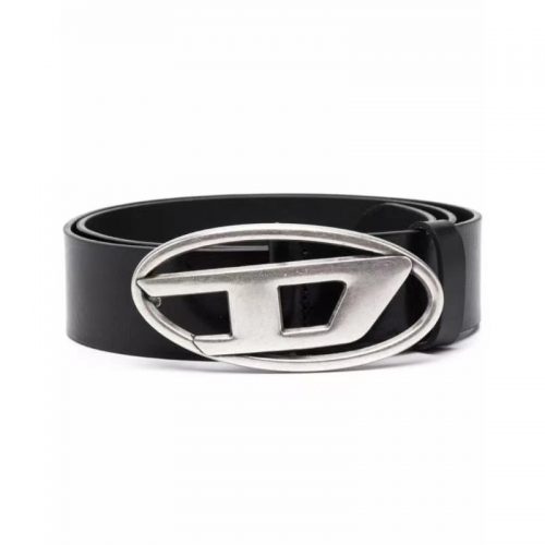 Diesel Oval D Leather Belt Black