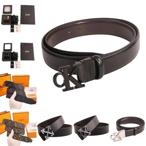 Calvin Klein CK Logo Leather Belt Black
