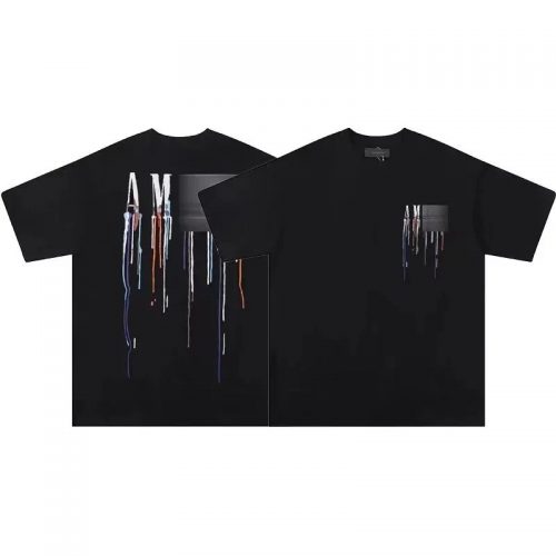 AMIRI Drip Print Casual T-Shirt Black