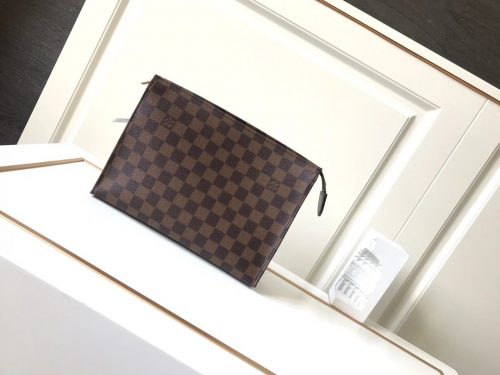 Louis Vuitton LV Damier Ebene Pochette Classic Clutch Bag Brown