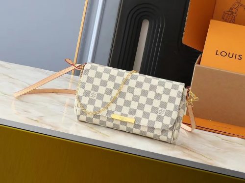 Louis Vuitton LV Eva Clutch Damier Azur Canvas Crossbody Bag White and Beige