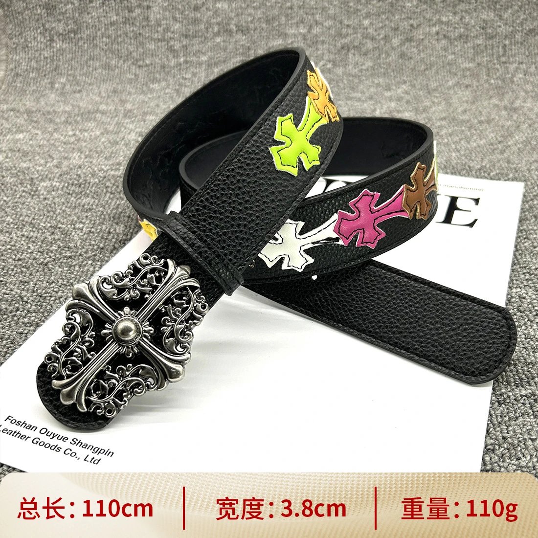 【按扣花纹110cm】彩色十字架腰带