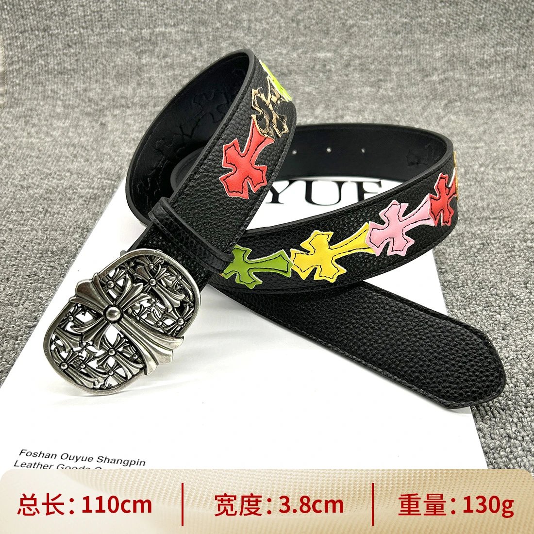 【按扣多十字110cm】彩色十字架腰带