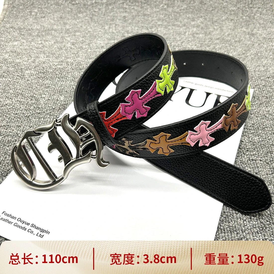 【按扣不规则110cm】彩色十字架腰带