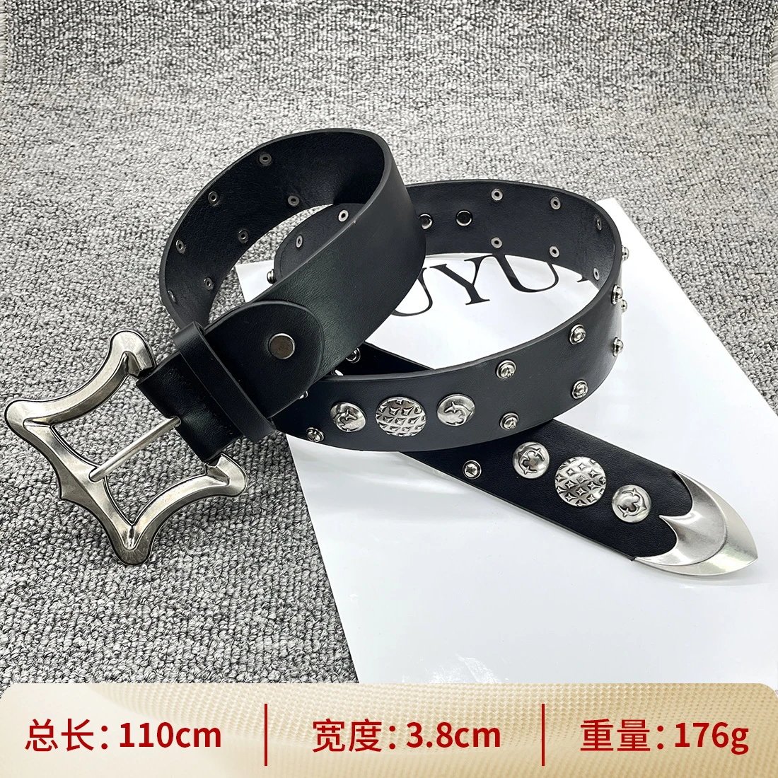 【方扣双排钉108cm】十字架腰带