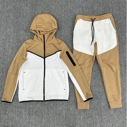 卡其拼白套装