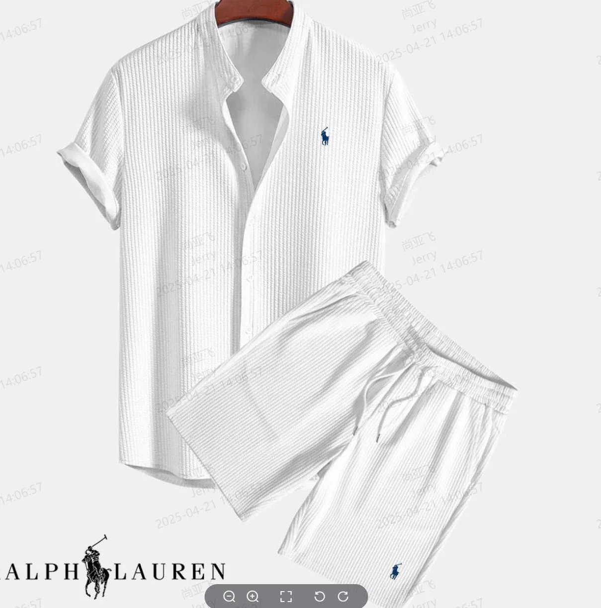 Ralph Lauren立领短袖短裤 白
