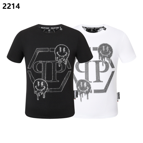 Philipp Plein Crystal Smiley Graphic Tee Black and White