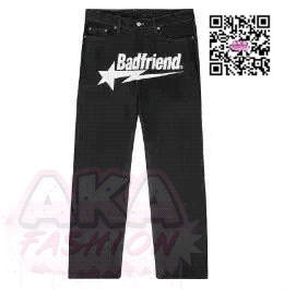 Badfriend Star Graphic Streetwear Jeans Black