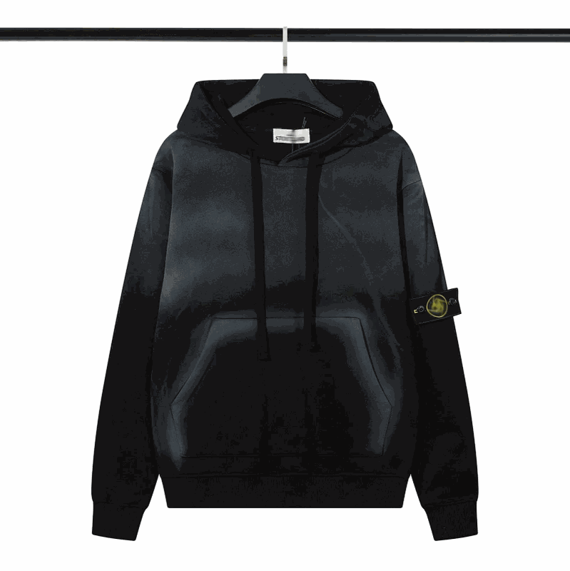 Stone Island Badge Pullover Hoodie Casual Sweatshirt Black