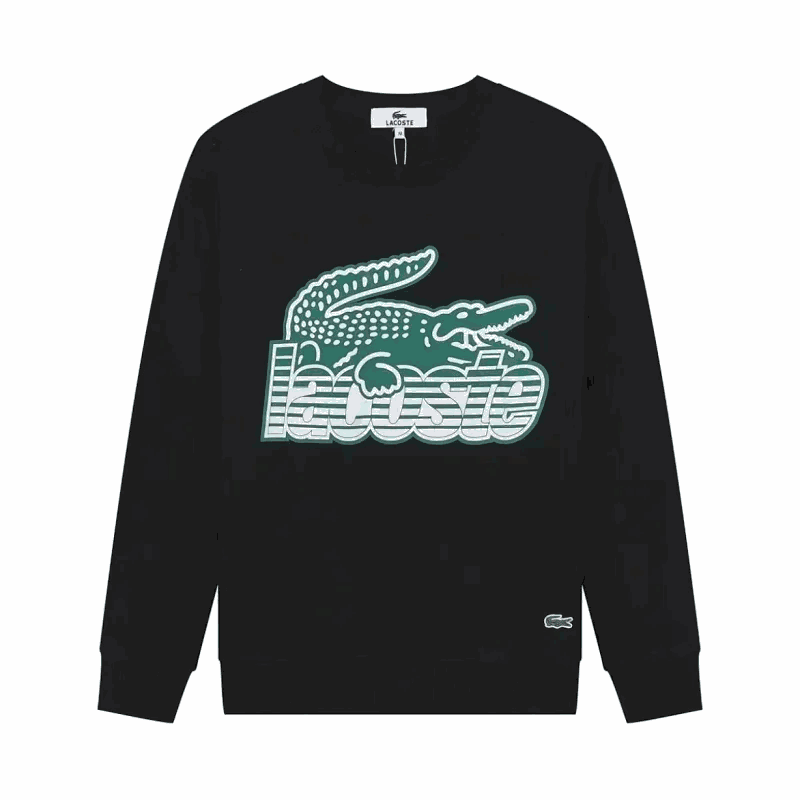 Lacoste Graphic Print Crewneck Sweatshirt Black
