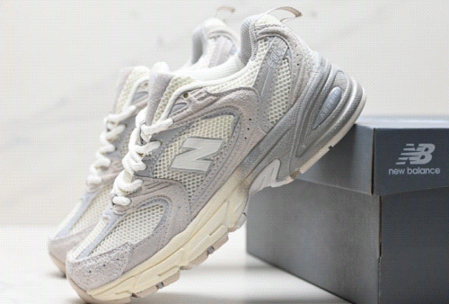New Balance 530 Chunky Mesh Sneakers Beige and Gray
