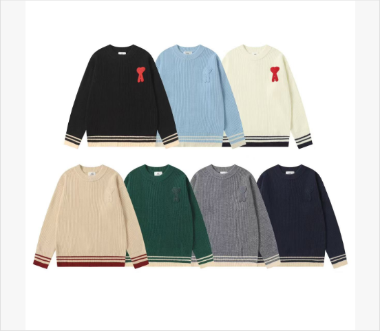 Ami Paris Ami de Coeur Ribbed Knit Sweater Multicolor