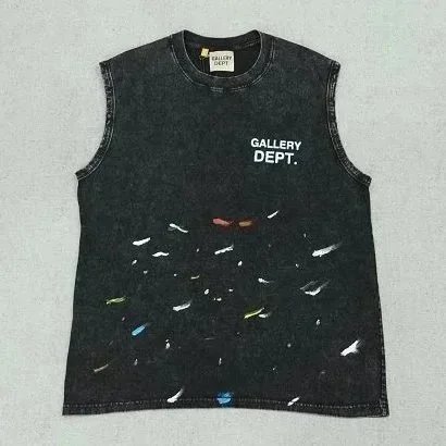 Gallery Dept. Paint Splatter Sleeveless T-Shirt Black