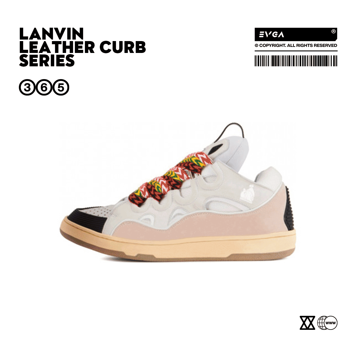 Lanvin Curb Chunky Leather Sneakers Beige and White