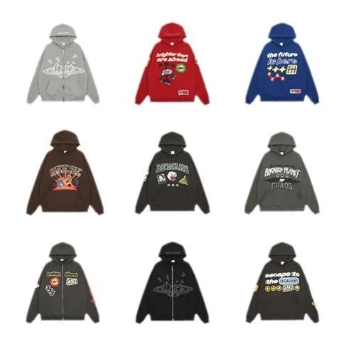 Broken Planet BP Graphic Print Streetwear Hoodie Multicolor