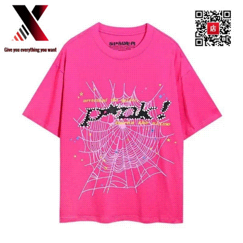 Sp5der Web Graphic Oversized Tee Pink