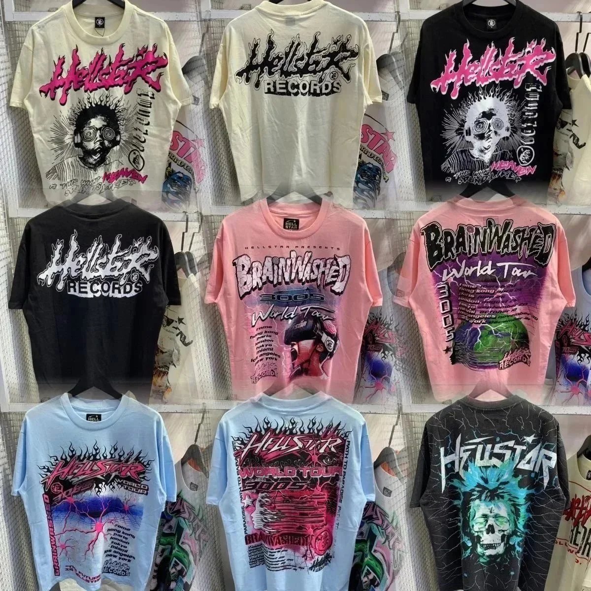 Hellstar Brainwashed 3005 World Tour Graphic Tee Pink