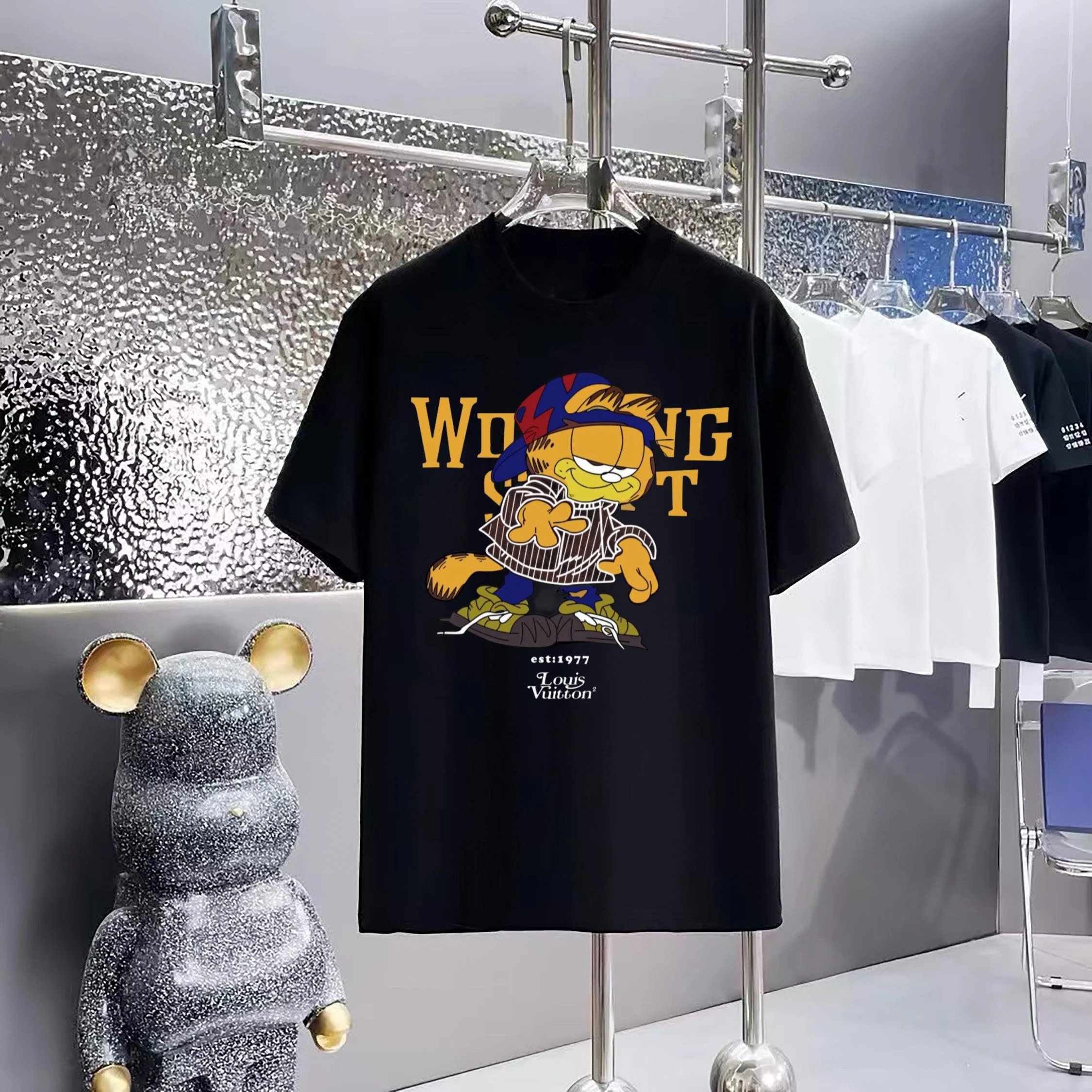 Louis Vuitton LV Garfield Graphic T-Shirt Casual Cotton Black