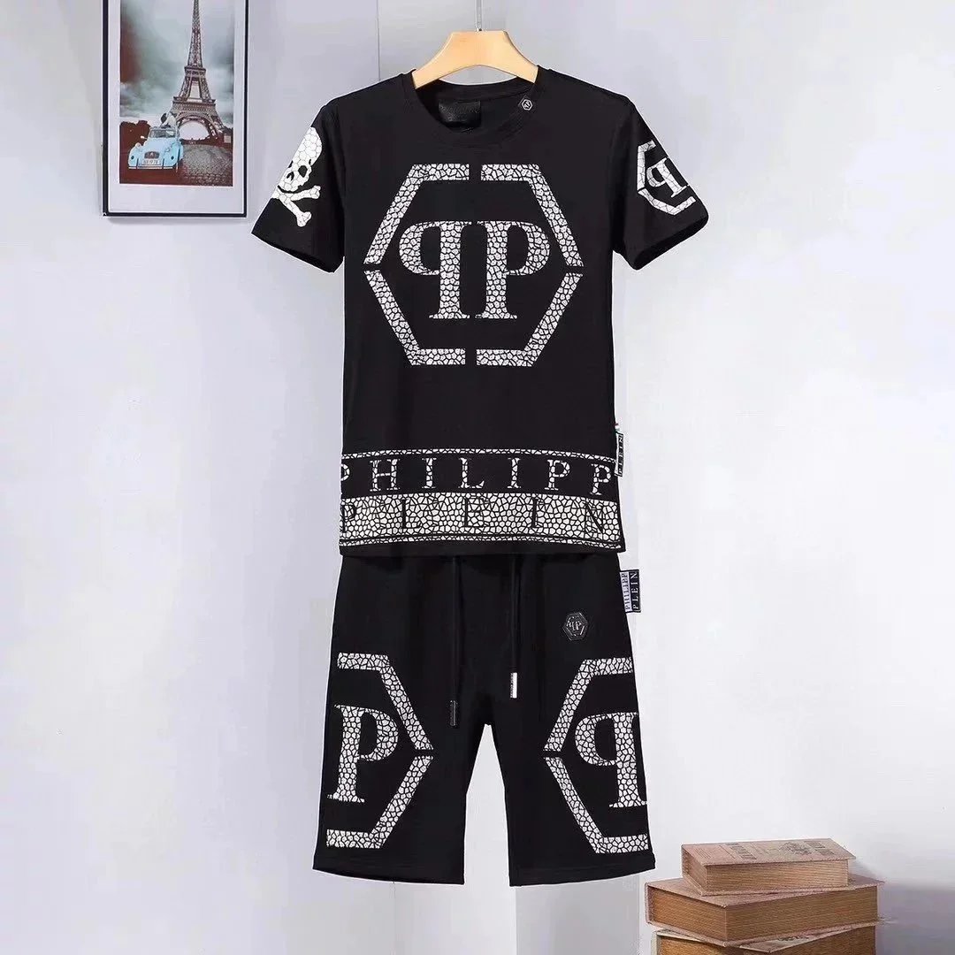 Philipp Plein Hexagon Logo Print Casual Set Black