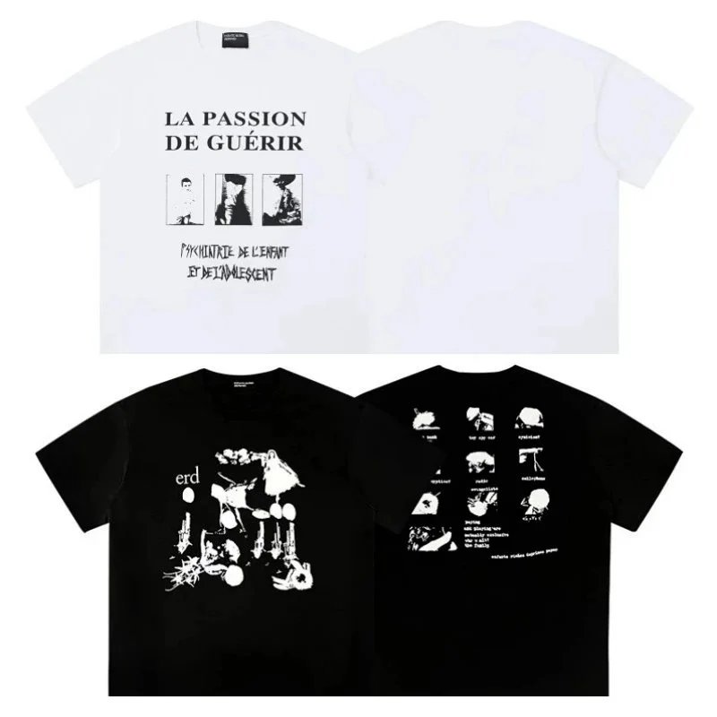 Design Graphic Print T-Shirt Casual Cotton Tee White and Black