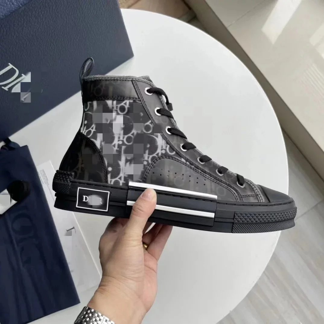 Dior B23 High Top Sneakers Casual Shoes Black and Gray