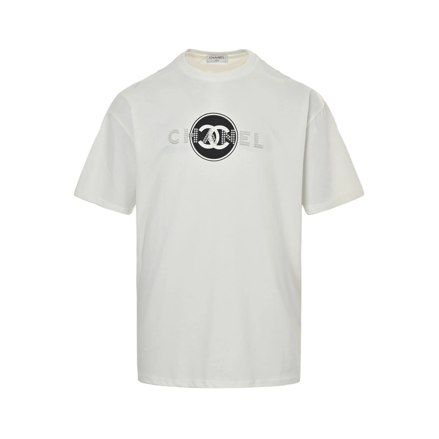 Chanel Pearl Logo Print Graphic Tee White