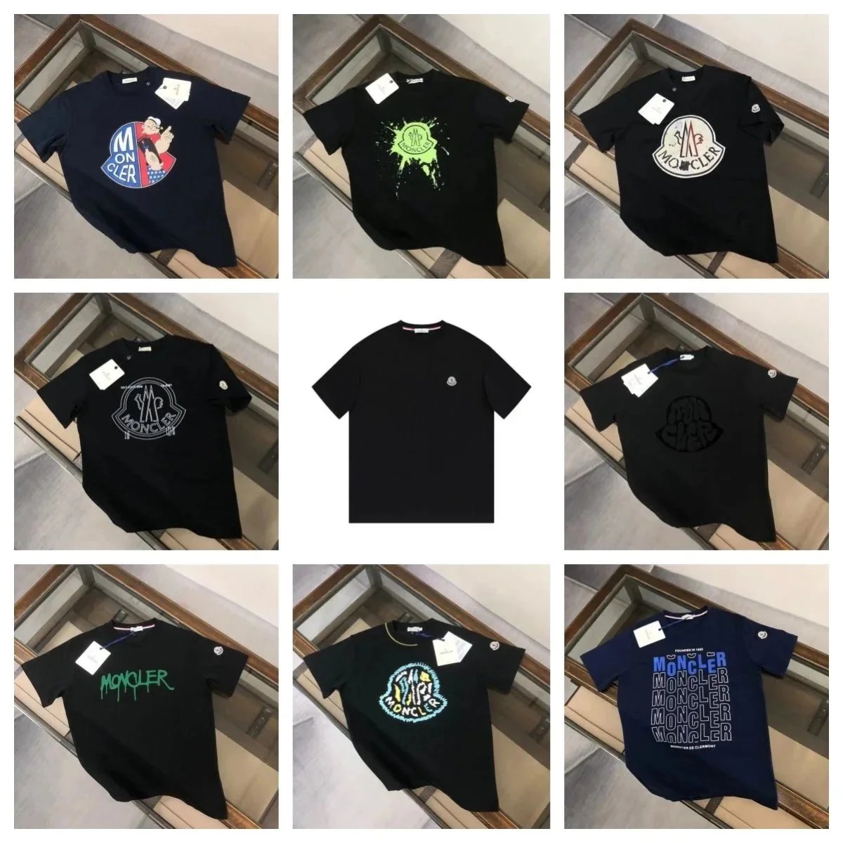 Moncler Graphic Logo T-Shirt Casual Cotton Black