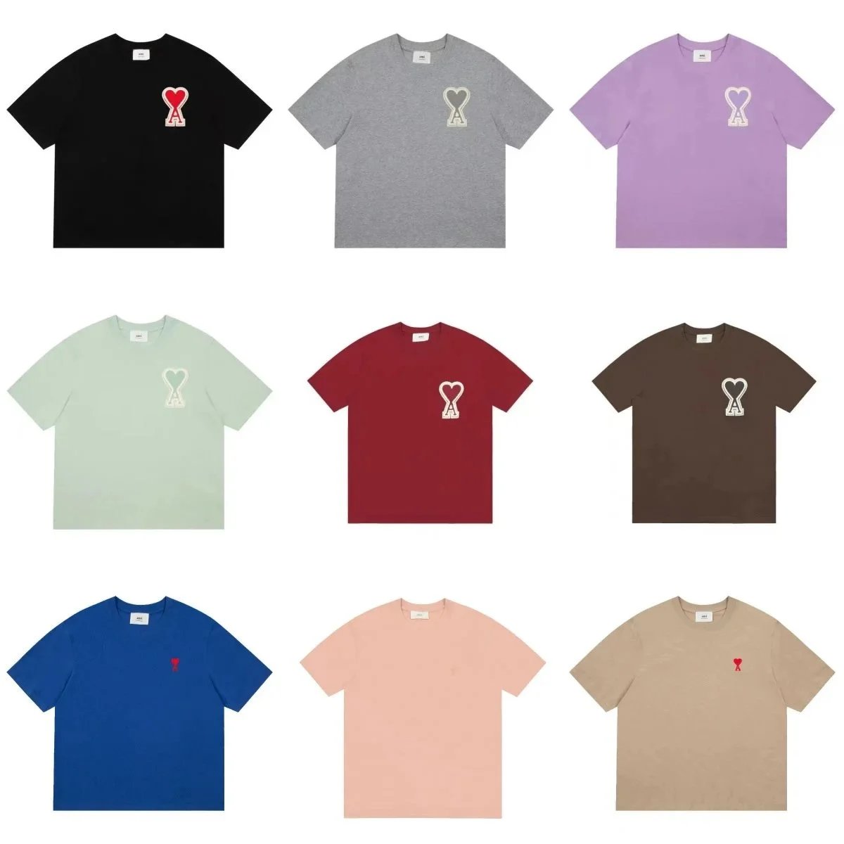 AMI Big Heart Patch Casual T-Shirt Multicolor