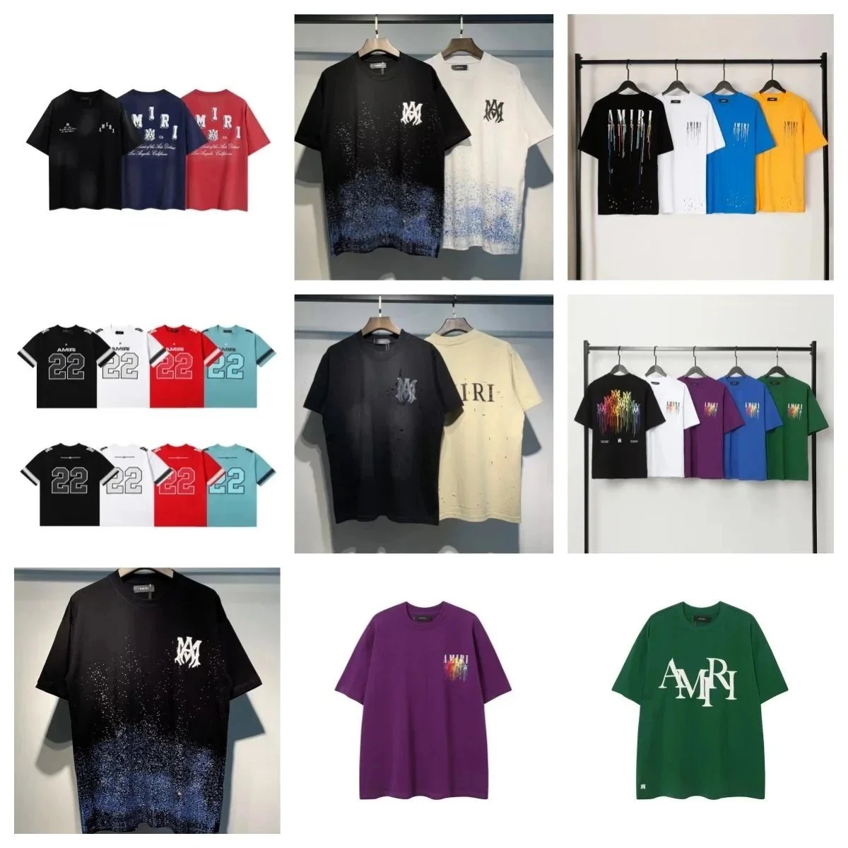 Amiri Graphic T-Shirt Casual Cotton Tee Multicolor