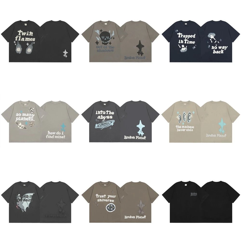 Broken Planet Graphic Print Casual T-Shirt Multicolor