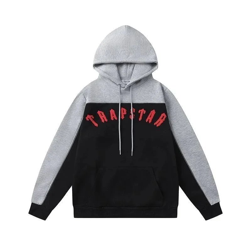 Trapstar Colorblock Hoodie Casual Pullover Black and Gray
