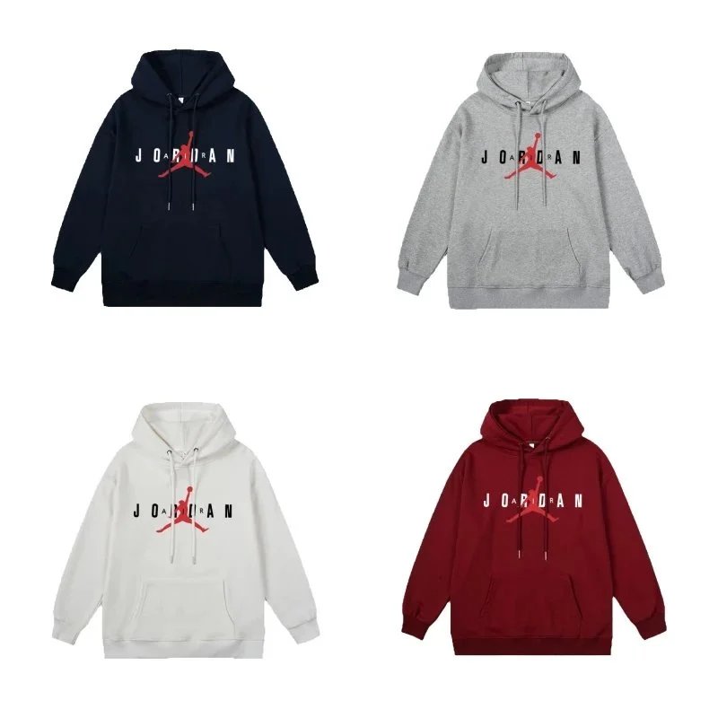 Jordan Jumpman Pullover Hoodie Casual Sweatshirt Black, Gray, White, and Red